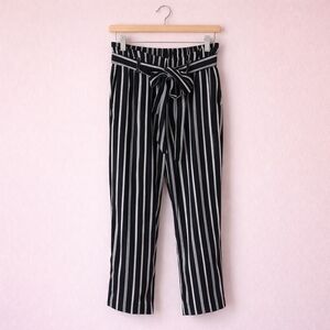 Stretch striped paperbag trousers Medium